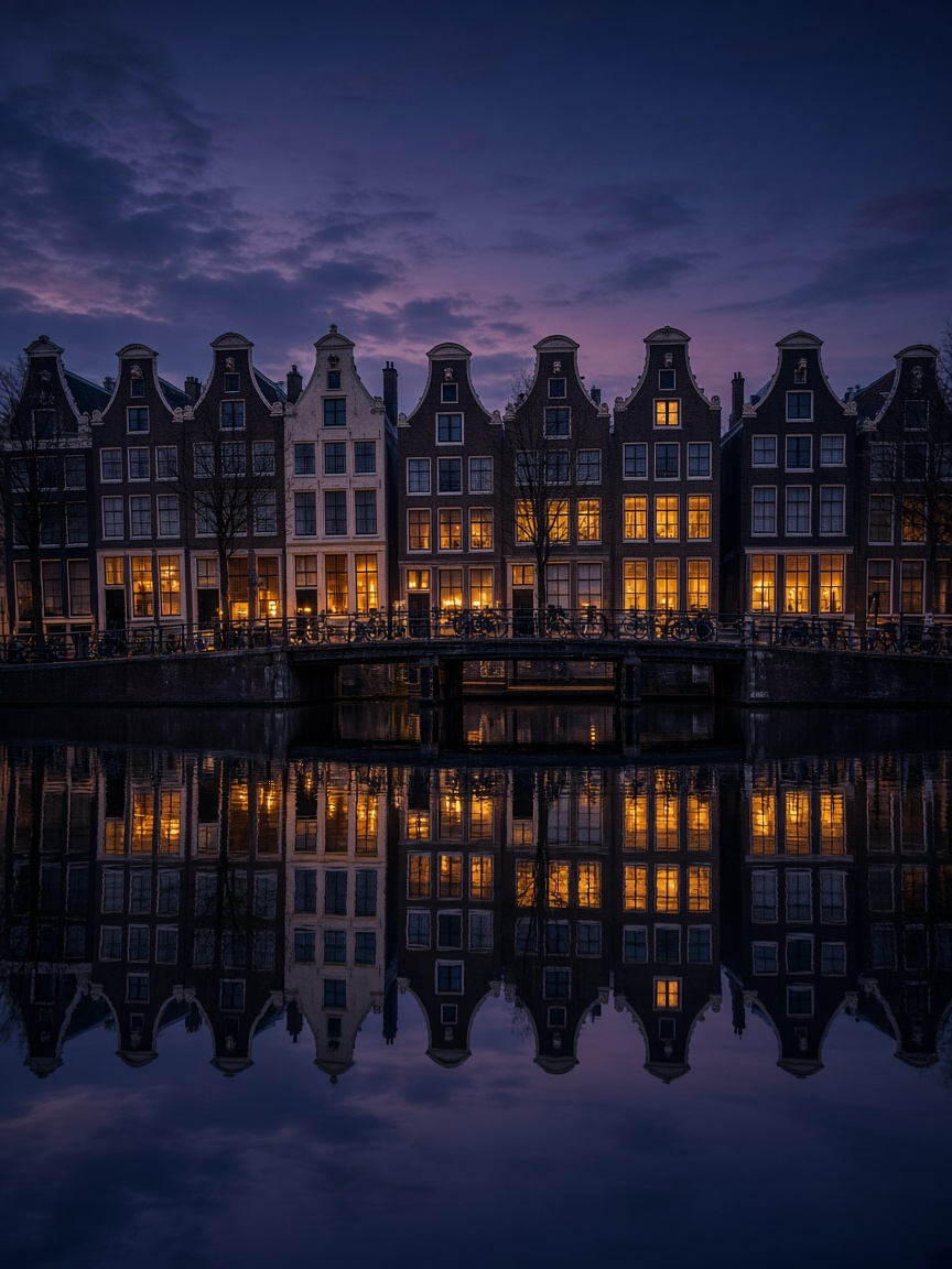 Amsterdam, Netherlands at night