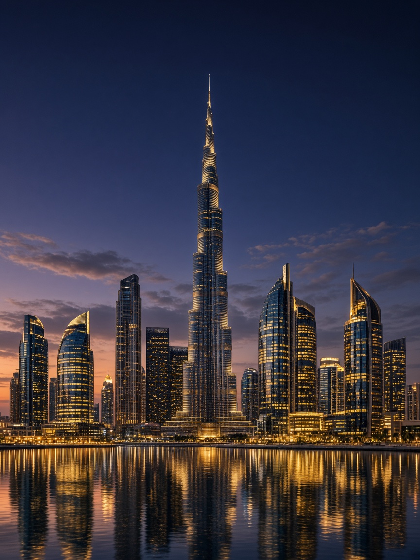 Dubai, United Arab Emirates at night